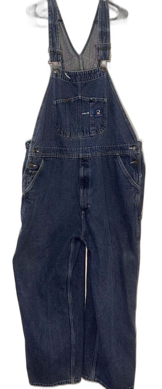 Real Work Wear Mens 48x28 Denim Bib Overalls Carpenter Workwear Farm
